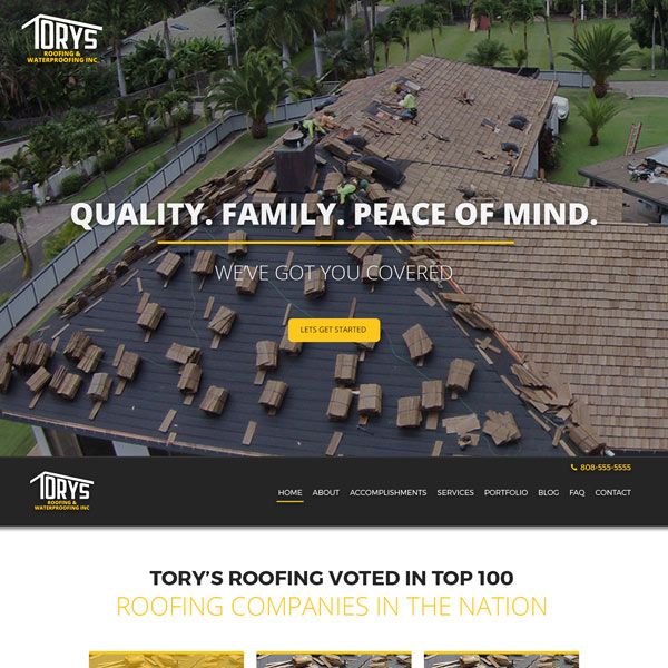 Torys Roofing Wordpress Website poject